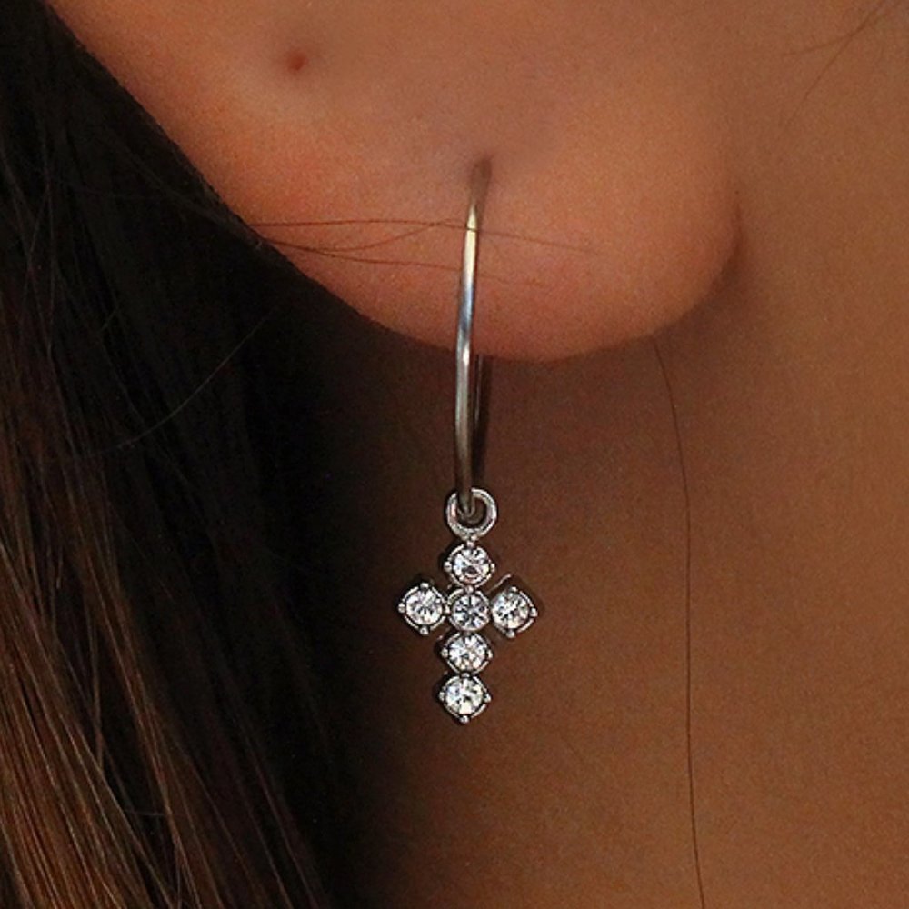 Delicate Cross Cuff Earring Stainless Steel